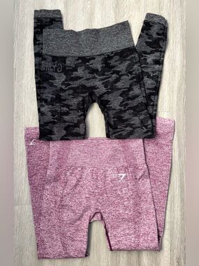 Gymshark Leggings Bundle: Adapt Camo & Vital Seamless 2.0 XS
